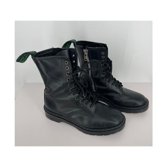 Solovair 11-Eye Derby Boot Inside Zip Black Womens 8 Mens 7 - Picture 15 of 15